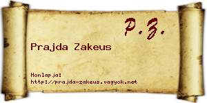 Prajda Zakeus névjegykártya
